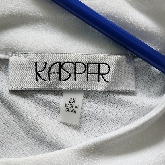 NWT Kasper White Boxy Relaxed Short Sleeve Polyester Blouse Size 2X - Picture 3 of 7